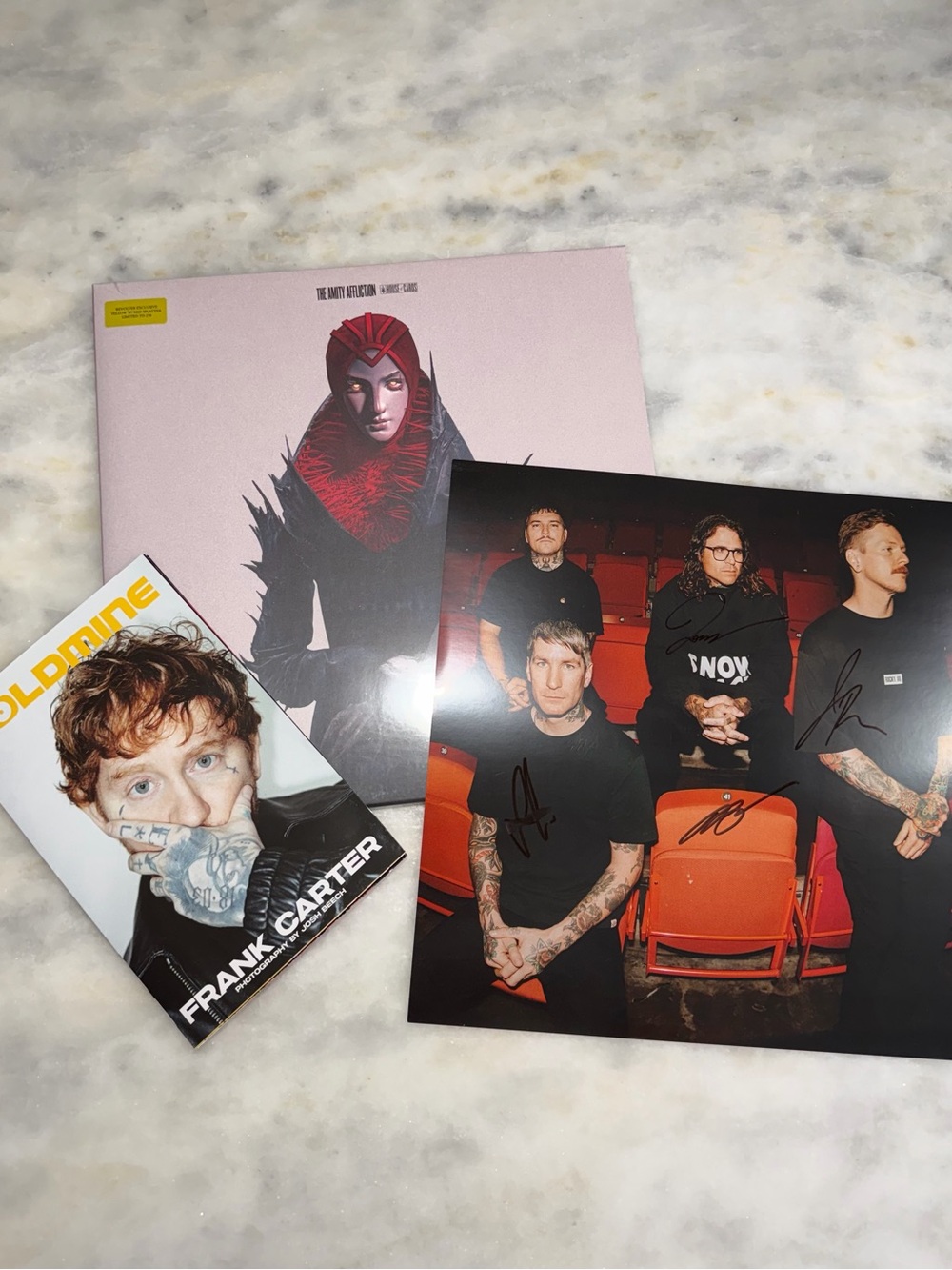 The Amity Affliction House Of Cards LP Yellow Red Splatter VINYL SIGNED/250